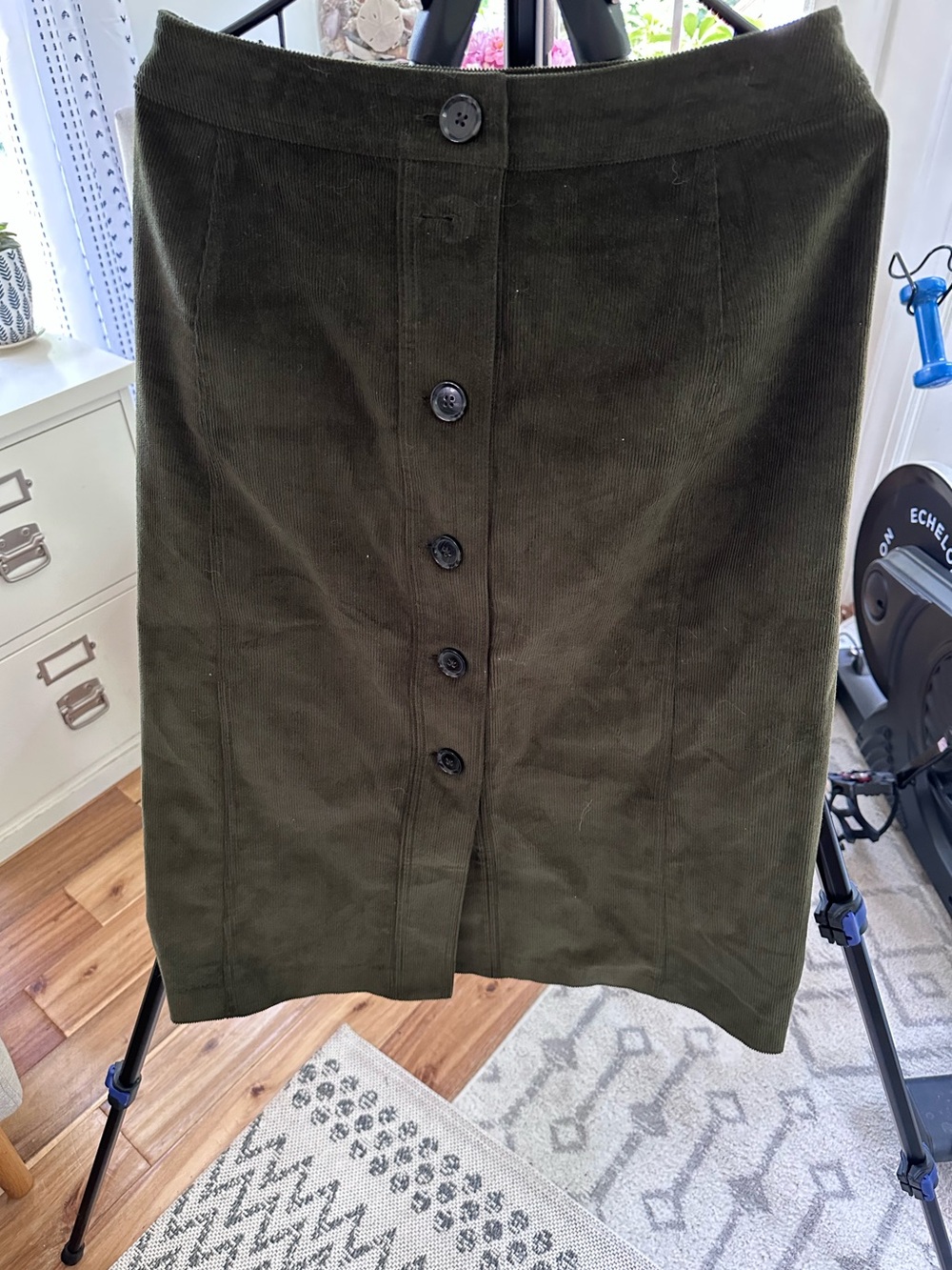 Banana Republic Olive Green Corduroy Button-Front Pencil Skirt